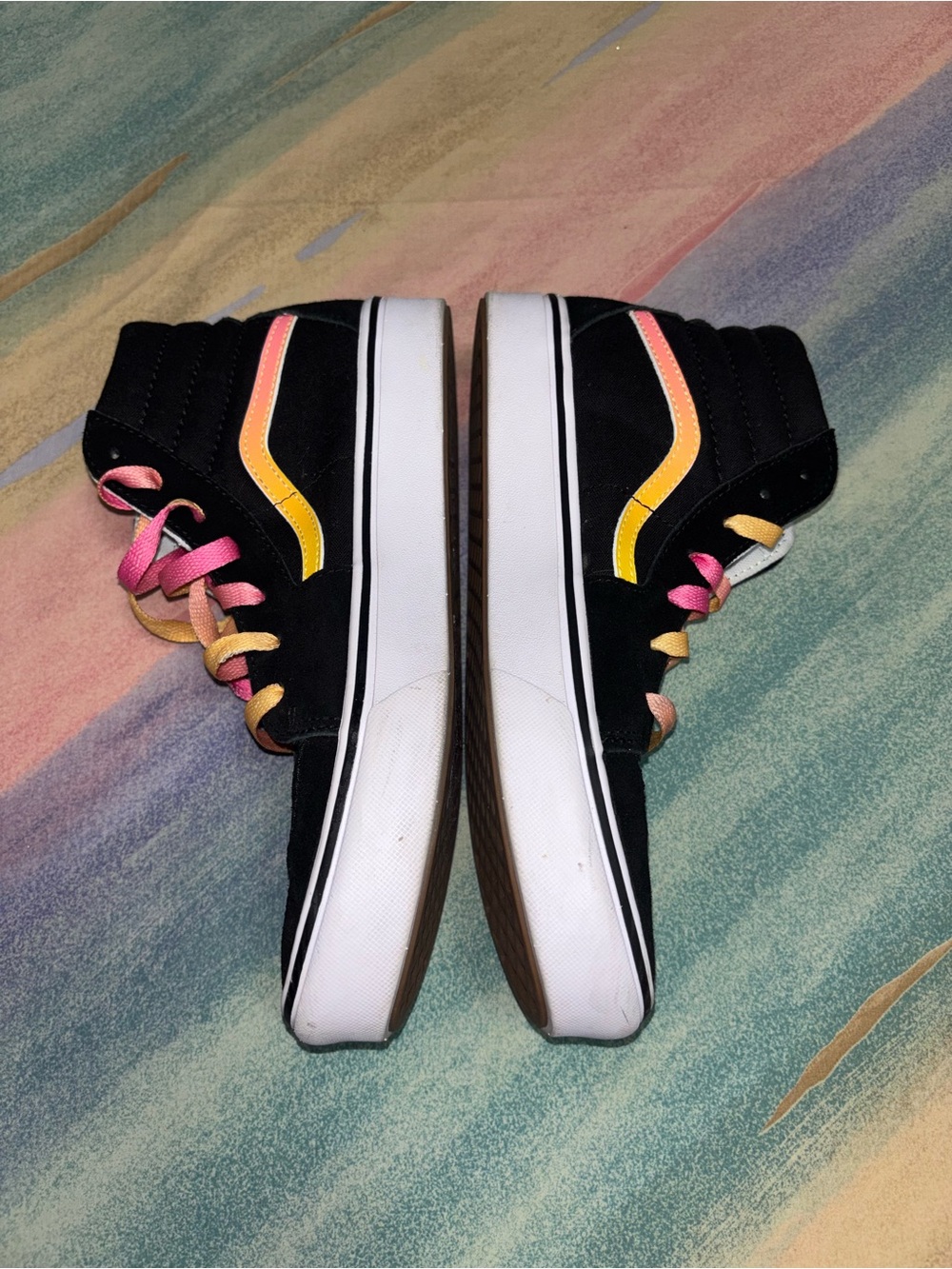 Vans ComfyCush SK8-Hi Black Suede Colorful Laces - JUNIORS 7 / women’s 8.5 - Picture 9 of 10